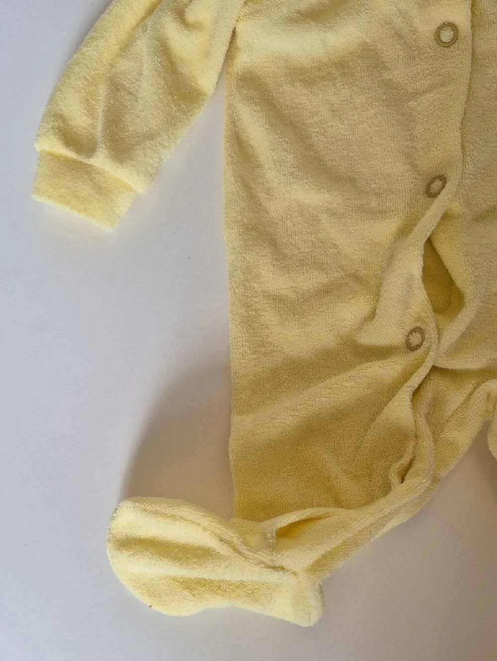 Carter's Pale Yellow Terry Newborn Footed One-Piece with Bear Embroidery